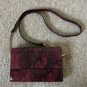 BP Burgundy Snake Print Crossbody Bag